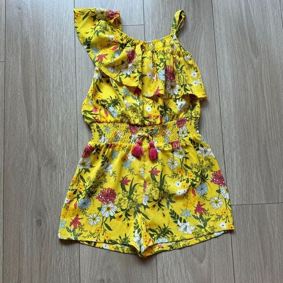 BCBG Girls Romper Jumper with Flowers and Tassels Aspen Gold, S 7/8 summer - Picture 2 of 6